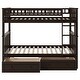 preview thumbnail 7 of 15, Espresso Convertible Twin Over Twin Bunk Bed With Drawers With Fence-shaped Guardrail
