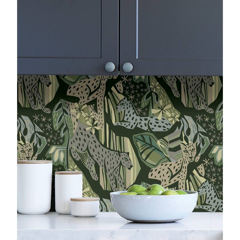 Pip & Lo Greens Cat Nap Peel & Stick Wallpaper
