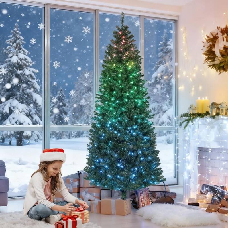 6 Foot Artificial Christmas Tree with 240 LED Lights and Remote Control - Green