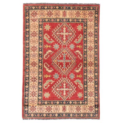 ECARPETGALLERY Hand-knotted Ghazni Red Wool Rug - 4'0 x 5'9