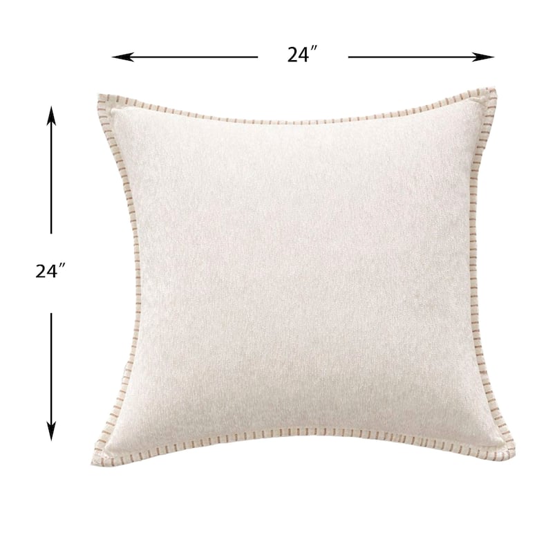 Textured Throw Pillow with Stitched Contrast Edge Set of 2