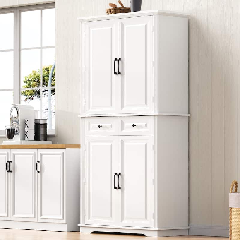 71" Tall Kitchen Pantry Cabinet with 3 Pull-Out Organizers, Freestanding Cupboard With Adjustable Shelves, Versatile Storage
