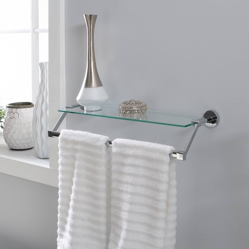 Organize It All Hanging Glass Shelf with Towel Bar - 21.7x6.2x4.75