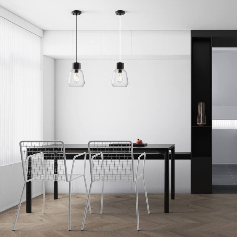 Light Society Faye Pendant Light - Black Wood/Clear