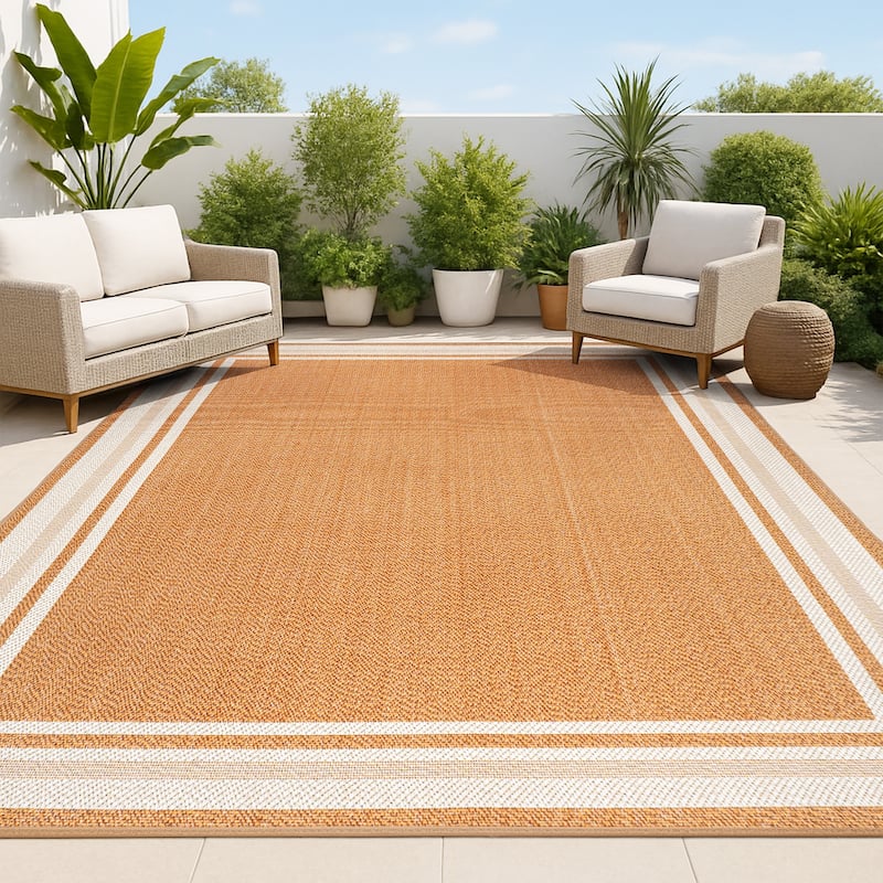 JONATHAN Y Haynes Modern Border Stripe Indoor/Outdoor Area Rug