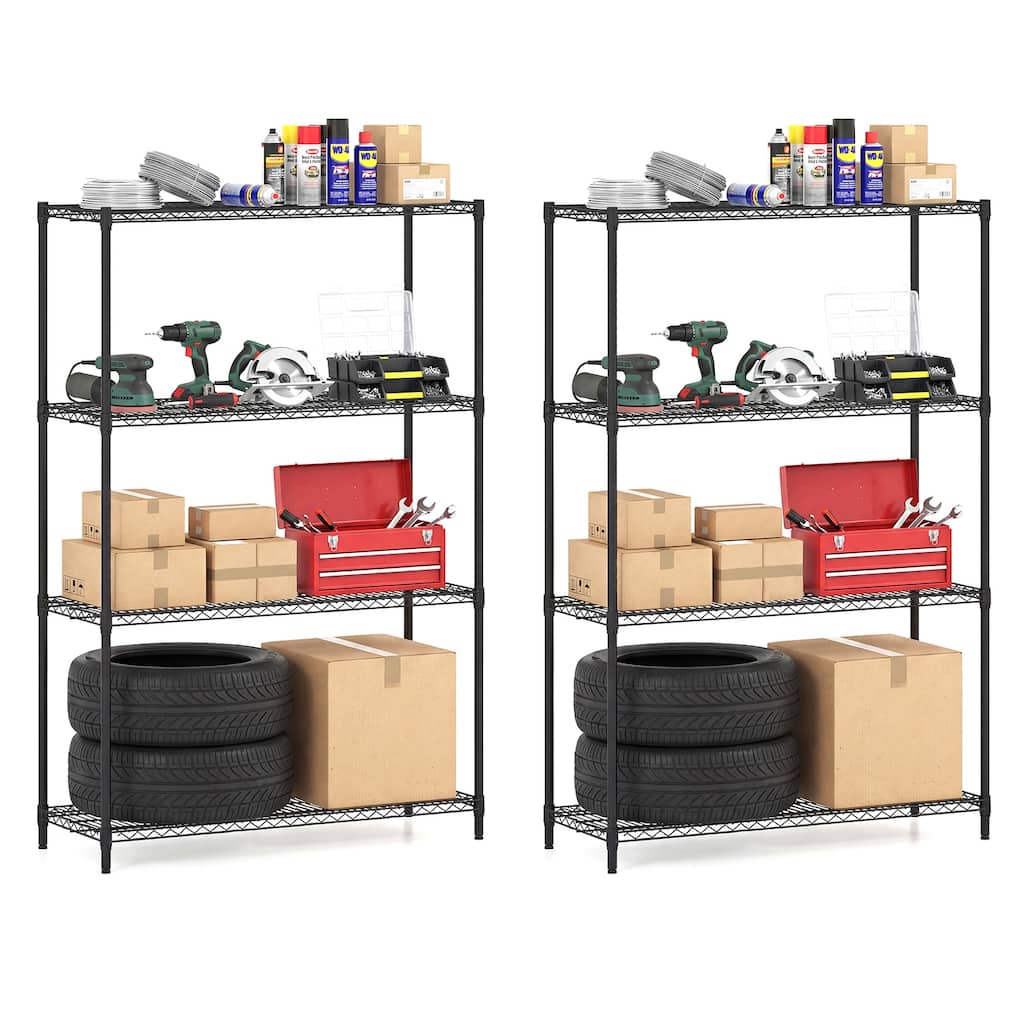 Gymax 2 PCS 4-Tier Metal Storage Shelving Unit Heavy-Duty Adjustable