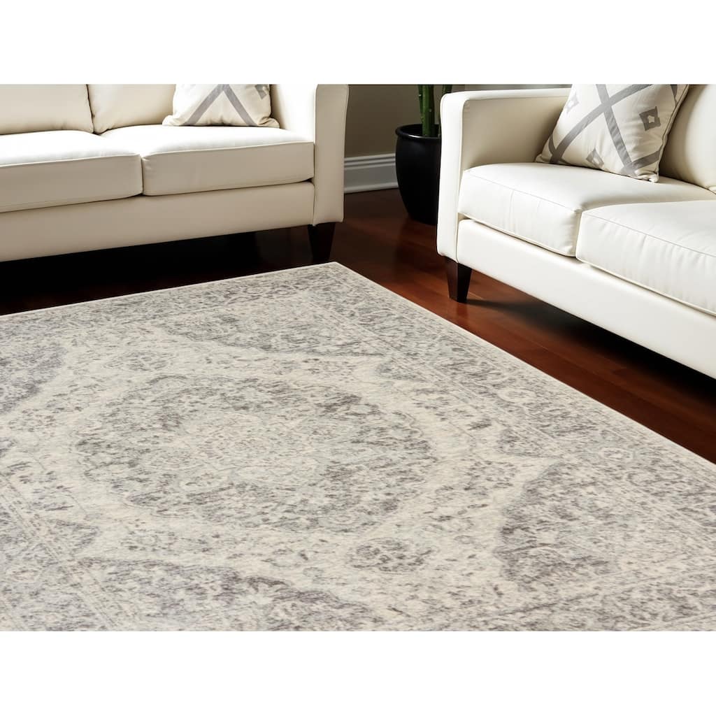 HomeRootsFloral Medallion Transitional Rectangle Area Rug - 120' X '84' X '0.5