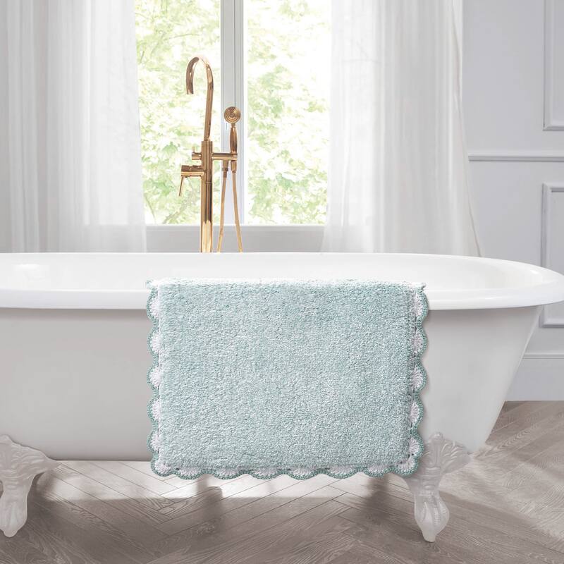 Laura Ashley Heathered Crochet Border Bath Rug