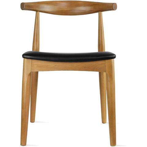 Walnut Dark Wood PU Leather Cushion Dining Chairs Desk Side for Living Room Bedroom Kitchen Accent With Open Back
