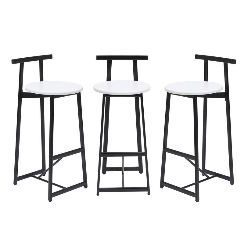 Bar Stools Kitchen Island Bar Chairs Set Of 3 Metal Counter Barstools With Backrest For Dining Pub Room