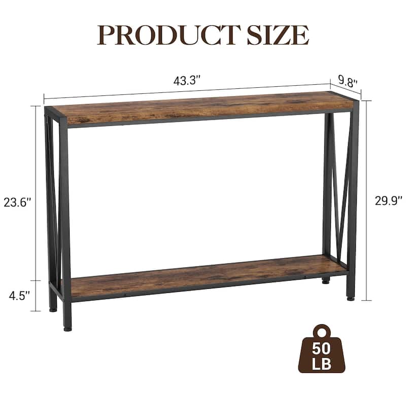 2-Tier Narrow Console Table, Stylish Sofa Side Table for Entryway