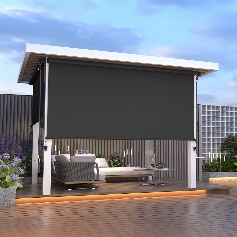 10' x 8' Outdoor Roller Shades with Pull Rod Operation