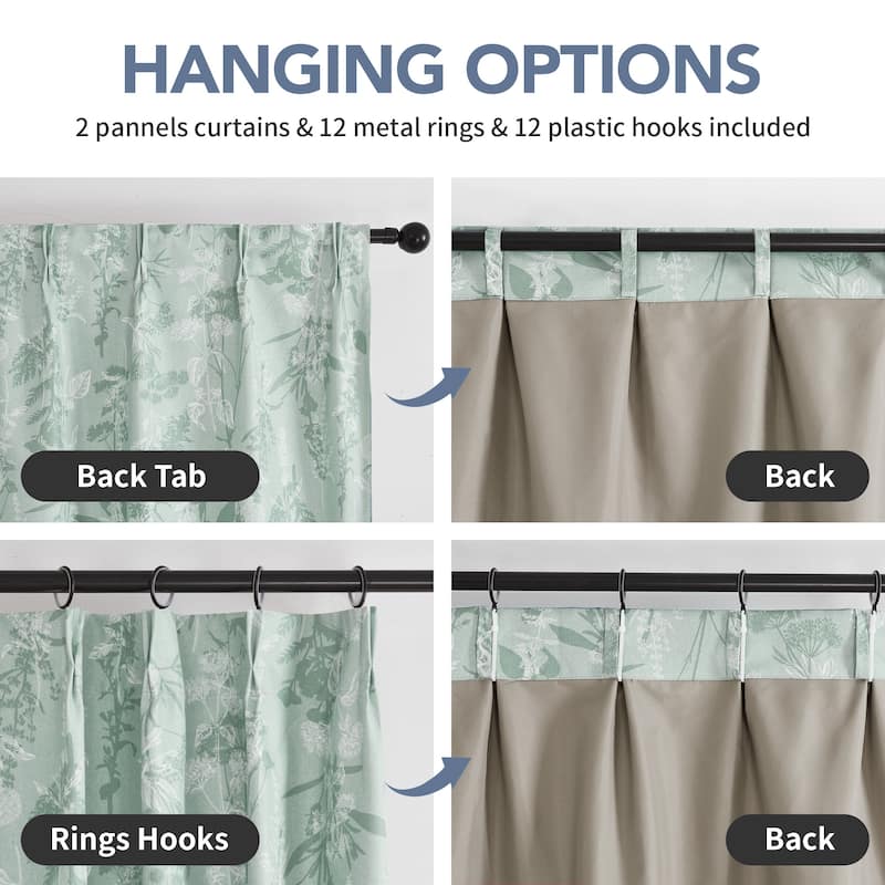 Deconovo Recycled Pinch Pleat Blackout Curtains for Bedroom 2 Panels