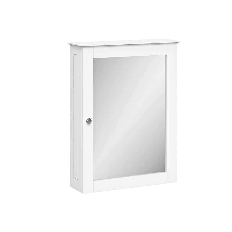 RiverRidge Ashland Single Door Bathroom and Laundry Wall Mount Storage Medicine Cabinet with Mirror - White