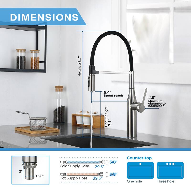 Single Handle Pull Down Sprayer Kitchen Faucet in Brushed Nickle