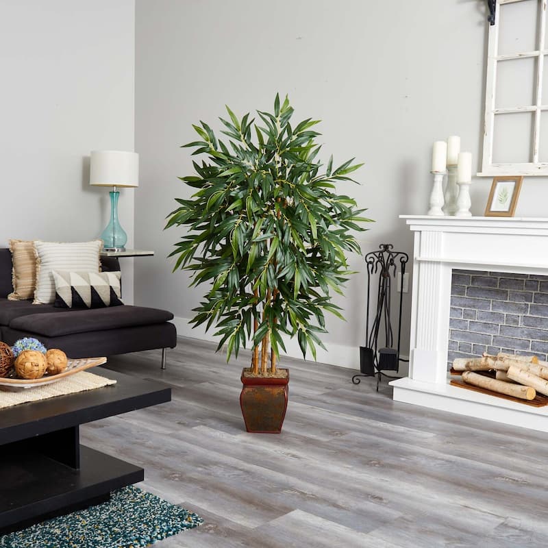 Indoor Artificial Tree - 5.5Ft Faux Bamboo Plant with Planter - Realistic Fake Tree for Home Office Decor - 5.5ft.