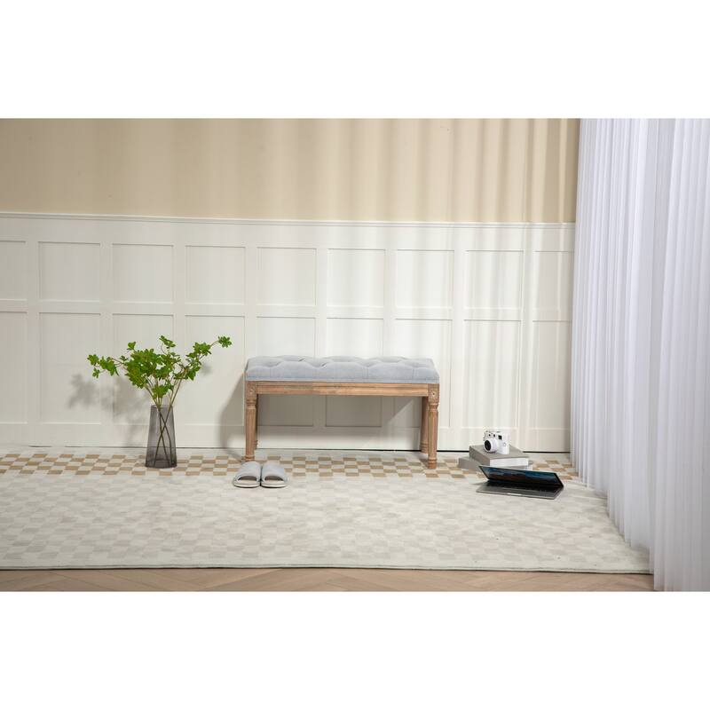 Traditional Rectangle Tufted Ottoman Bench