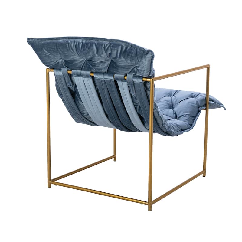 Italy shine velvet Upholstered Tufted Armchair With Golden Legs