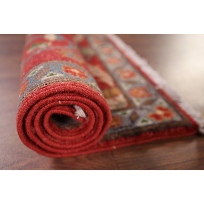 Hand Knotted Oriental 100% Wool Carpet Traditional Floral Red Kazak Area Rug - 3' 1'' X 2' 1''