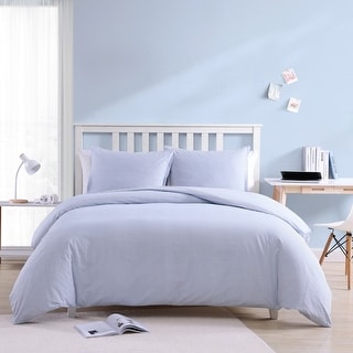 Poppy & Fritz Oxford Stripe Cotton Blue Duvet Cover Set - Bed Bath & Beyond - 36147579