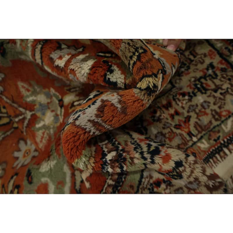 Hand Knotted Oriental 100% Wool Carpet Traditional Floral Oranges & Rust Tabriz Area Rug - 6' 0'' X 4' 2''