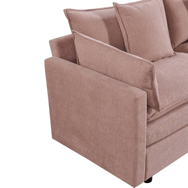 108.66" L-Shaped 4-Seat Sectional Sofa with Convertible Chaise and Ottoman, Spacious Cloud Couch Design