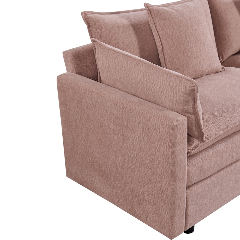 108.66" L-Shaped 4-Seater Sectional Sofa with Convertible Chaise and Ottoman, Spacious Cloud Design