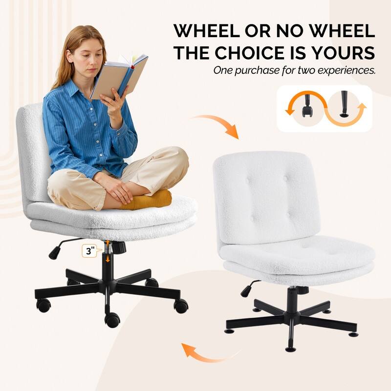 Tufted Teddy Fleece Swivel Chair With Reclining And Foot Studs