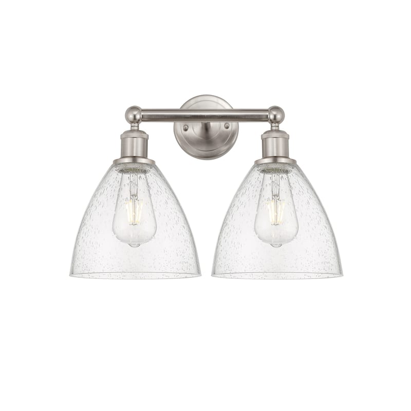 Innovations Lighting 616-2W-12-17 Bristol Vanity Bristol Glass 2 Light - Brushed Satin Nickel / Seedy