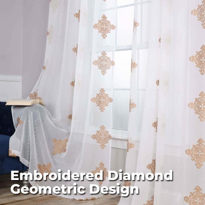 Superior Damask Grommet Sheer Window Curtain Panels (Set of 2)