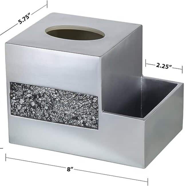 Creative Scents Brushed Nickel Silver Tissue Box Cover Multi-Function Organizer