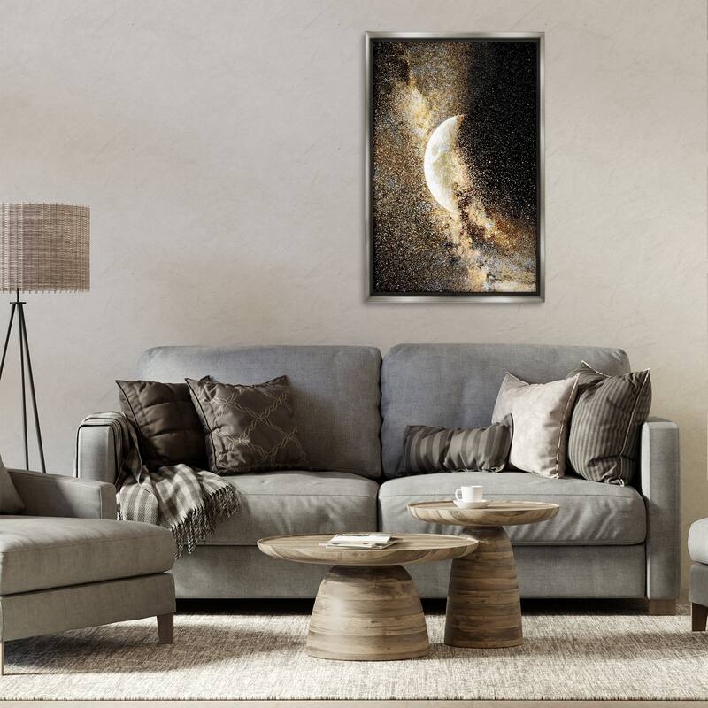 Stupell Starry Nebula Crescent Moon Framed Floater Canvas Wall Art Design By Gemma Bardot