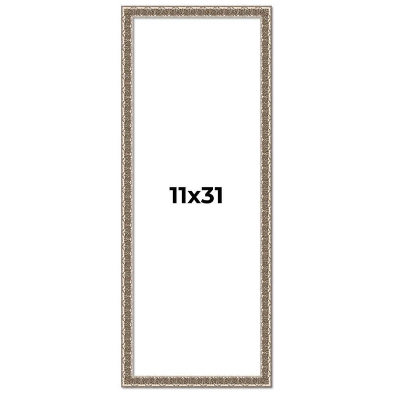 11x31 Frame Silver Versailles Ornate Solid Wood Picture Frame | 1 Inch