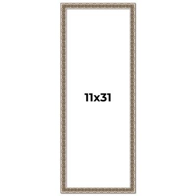 11x31 Frame Silver Versailles Ornate Solid Wood Picture Frame | 1 Inch