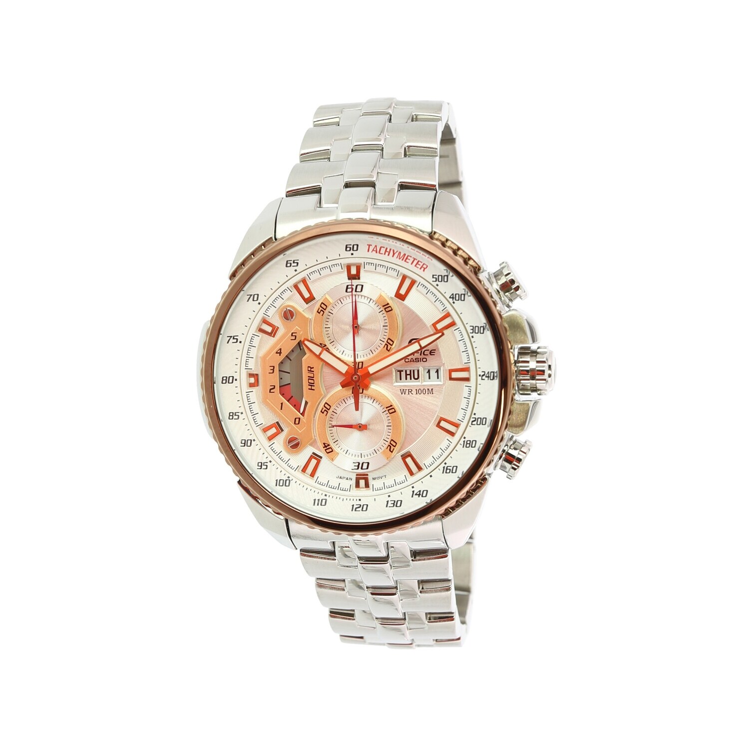 casio edifice stainless steel double dial bracelet watch