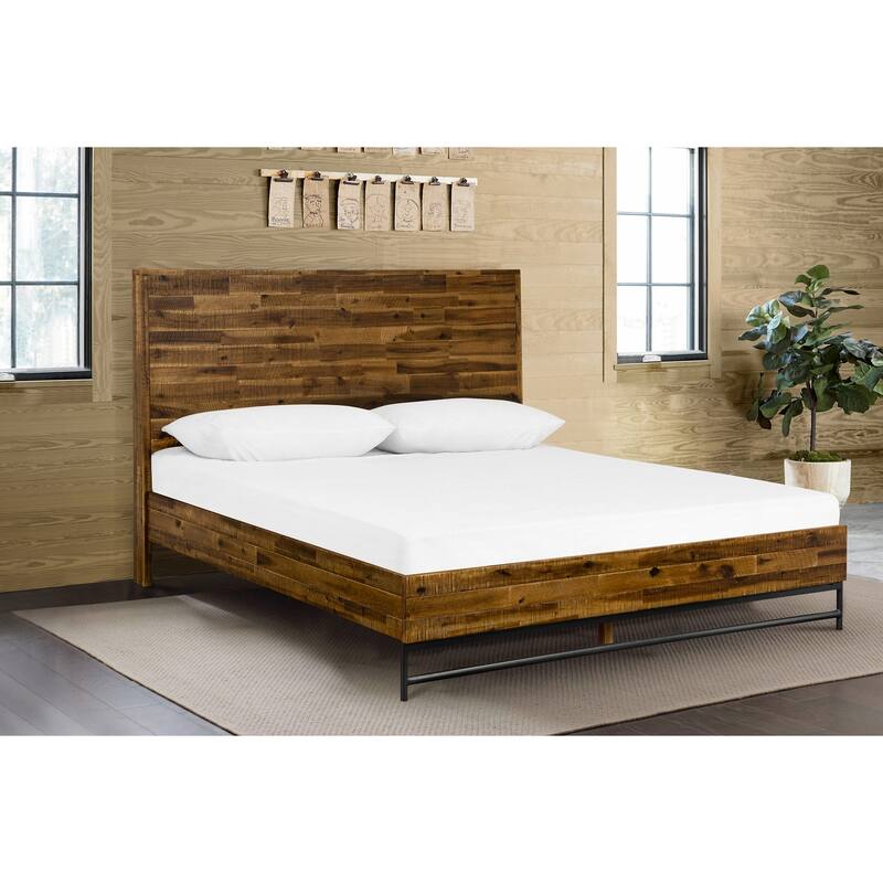 Acacia Platform Bed - Vintage Style Bed Frame - Modern Bedroom Furniture
