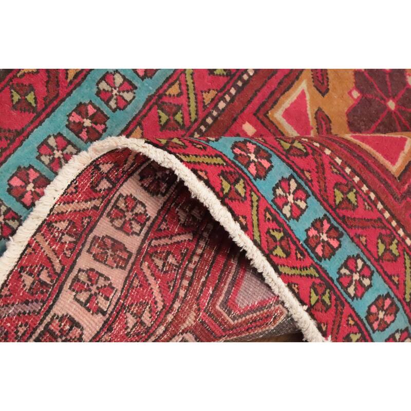Hand Knotted Oriental 100% Wool Carpet Traditional Geometric Red Ardebil Area Rug - 9' 5'' X 4' 8''