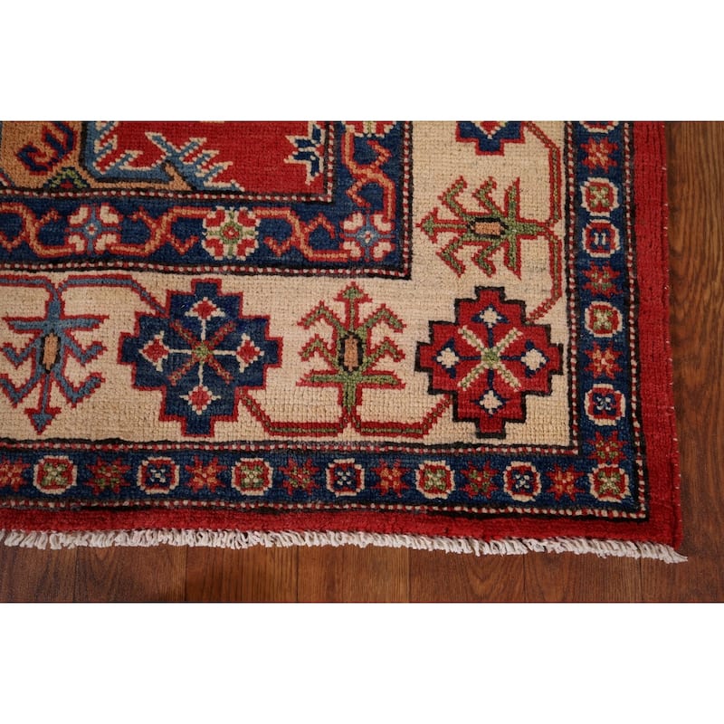 Oriental Kazak Area Rug Handmade Wool Carpet - 4'0" x 5'10"