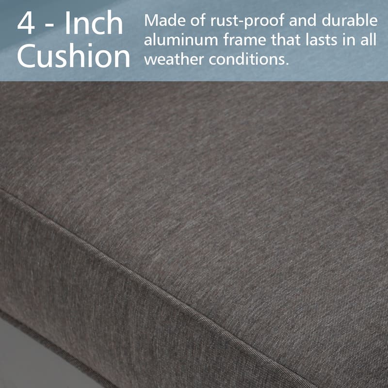 Aoodor Outdoor Aluminum Frame Loveseat with Grey Cushions, 53"W x 26"D x 26"H