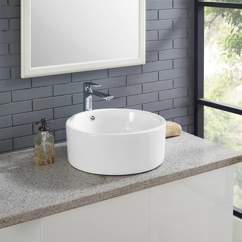 Swiss Madison Monaco® Round Ceramic Bathroom Vessel Sink - White