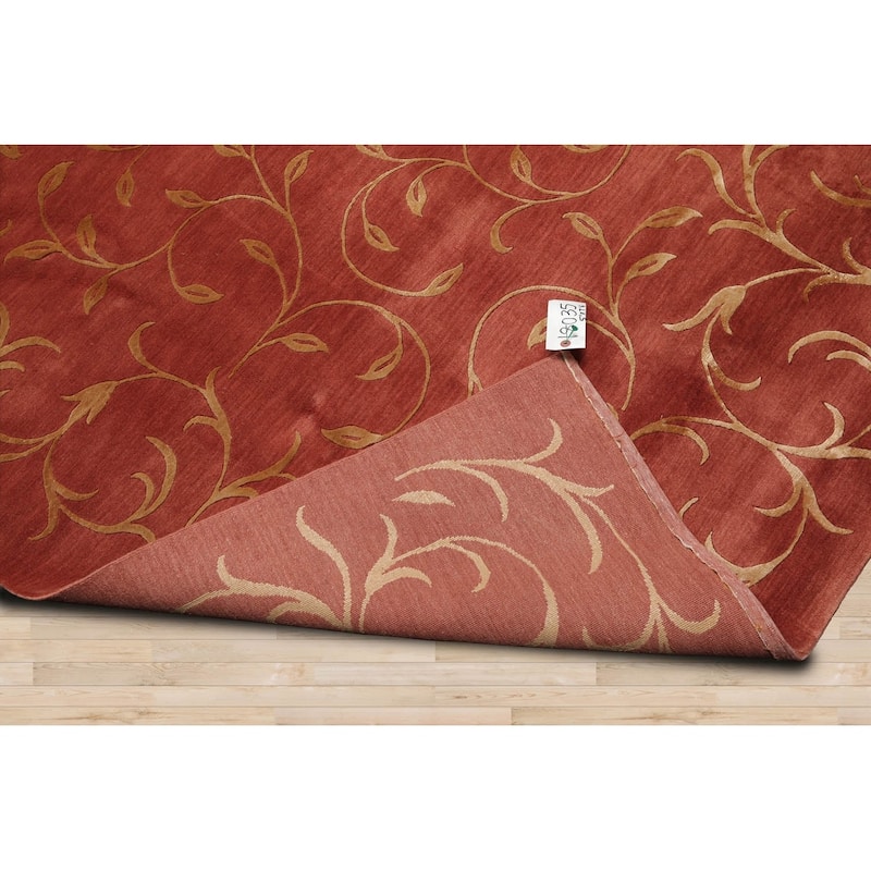 Hand Knotted Raspberry Tibetan Wool & Silk Transitional Area Rug