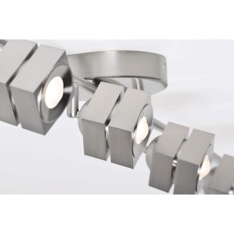 Cantrell 1-light Satin Nickel LED Fixed Rail, Frosted Ribbed White Acrylic Shade - Satin Nickel