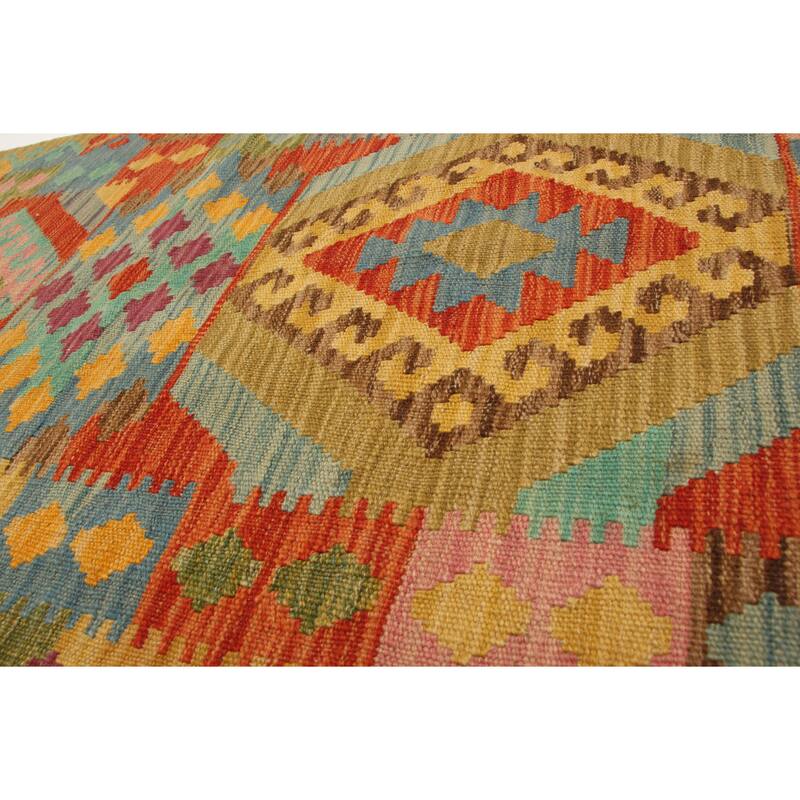 ECARPETGALLERY Flat-Weave Bold and Colorful Multi Color Wool Kilim - 2'8 x 4'4