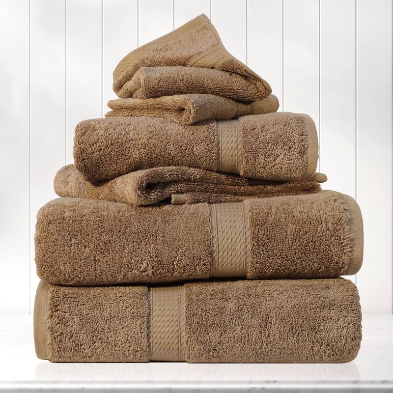 Blue Nile Mills Luxury 6-Piece Egyptian Cotton Towel Set, Thick Absorbent Bathroom Towels