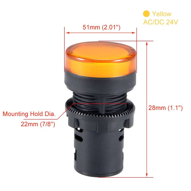 Signal Lights AC/DC 24V, Flush Panel Mount 7/8