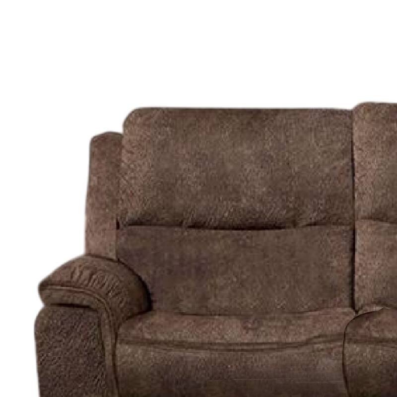 Heny Manual Reclining Sofa, Brown Fabric Seating, 88 Inch, No Sag