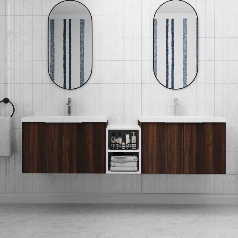 ARTCHIRLY 24/36/48/60/72/84 Inch Bathroom Vanity with Sink, Floating Bathroom Vanity with Soft Close Door and Shelf