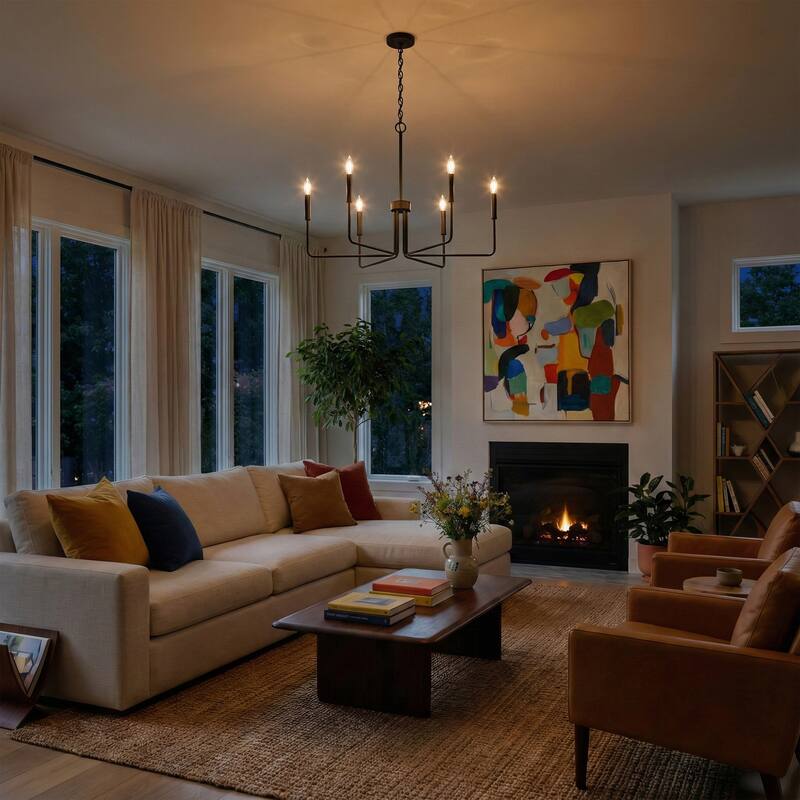 Acroma Modern Transitional 6-Light Candle Chandelier Linear Kitchen lsland