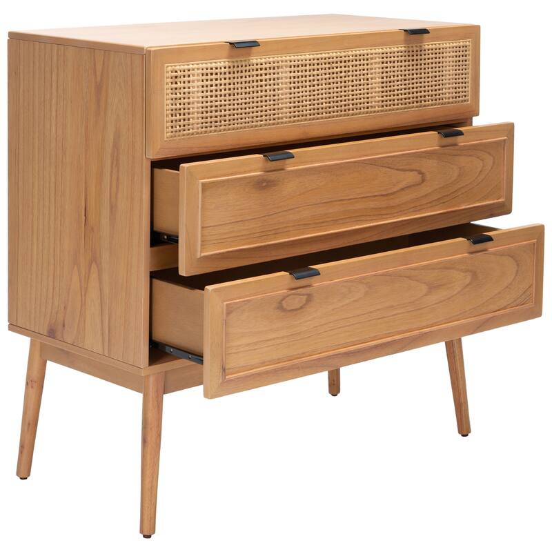 SAFAVIEH Baisley Mid-Century 3-Drawer Rattan Chest - 36" W x 18" L x 36" H