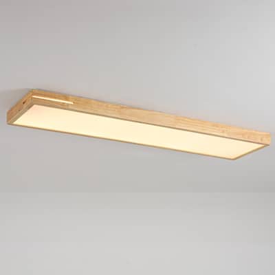 47.2" Modern Minimalist Wooden Rectangle Dimmable Integrated LED Flush Mount Ceiling Light for Kitchen, Bedroom, Living Room